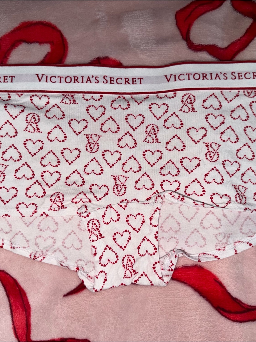 Victoria's Secret White & Red Heart Print Cotton Hipster